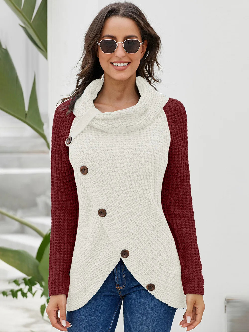 Monroe Rivière — Contrast Decorative Button Turtleneck Sweater, alternate view 9