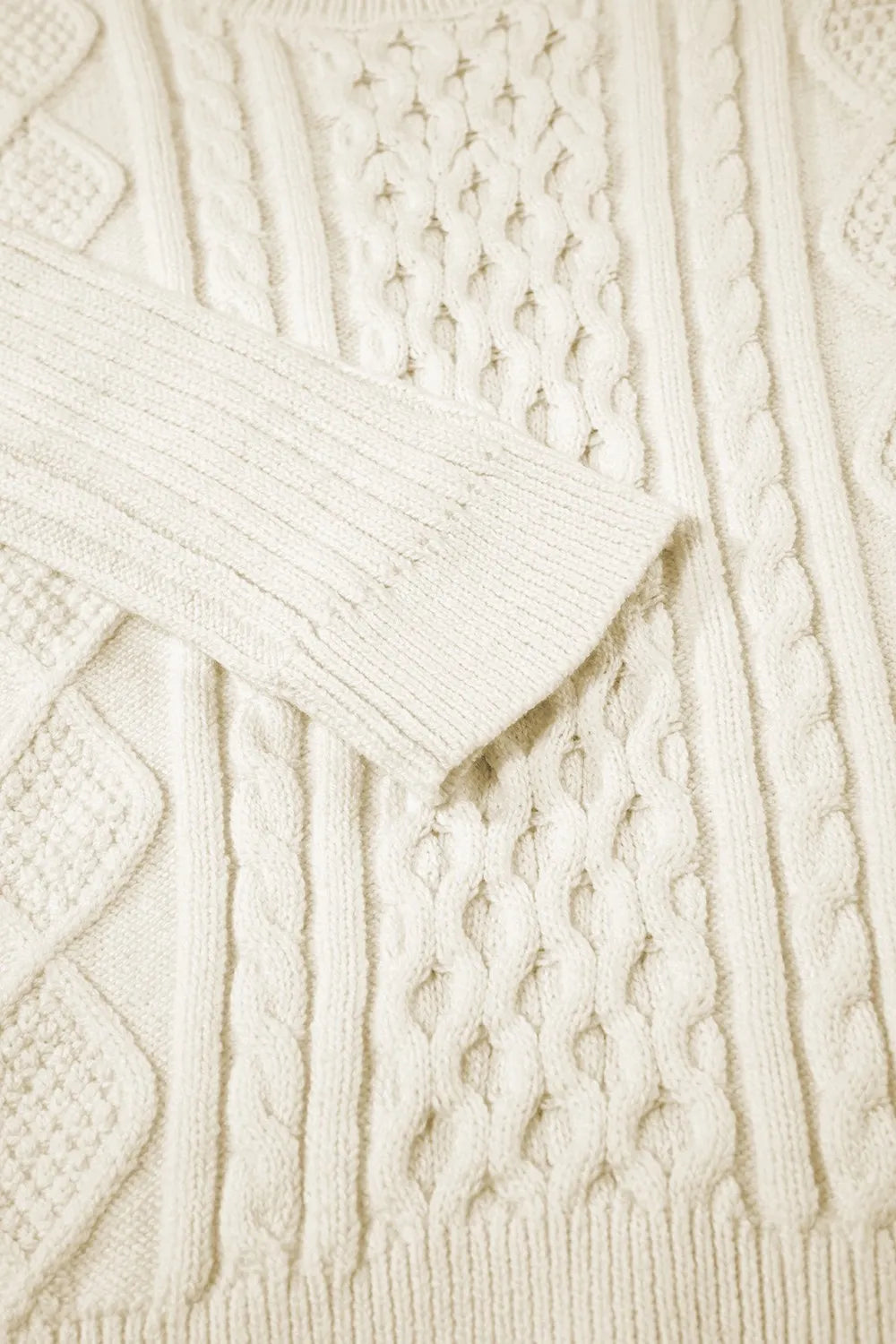Dove Bellamy — Cable-Knit Round Neck Long Sleeve Sweater, alternate view 8