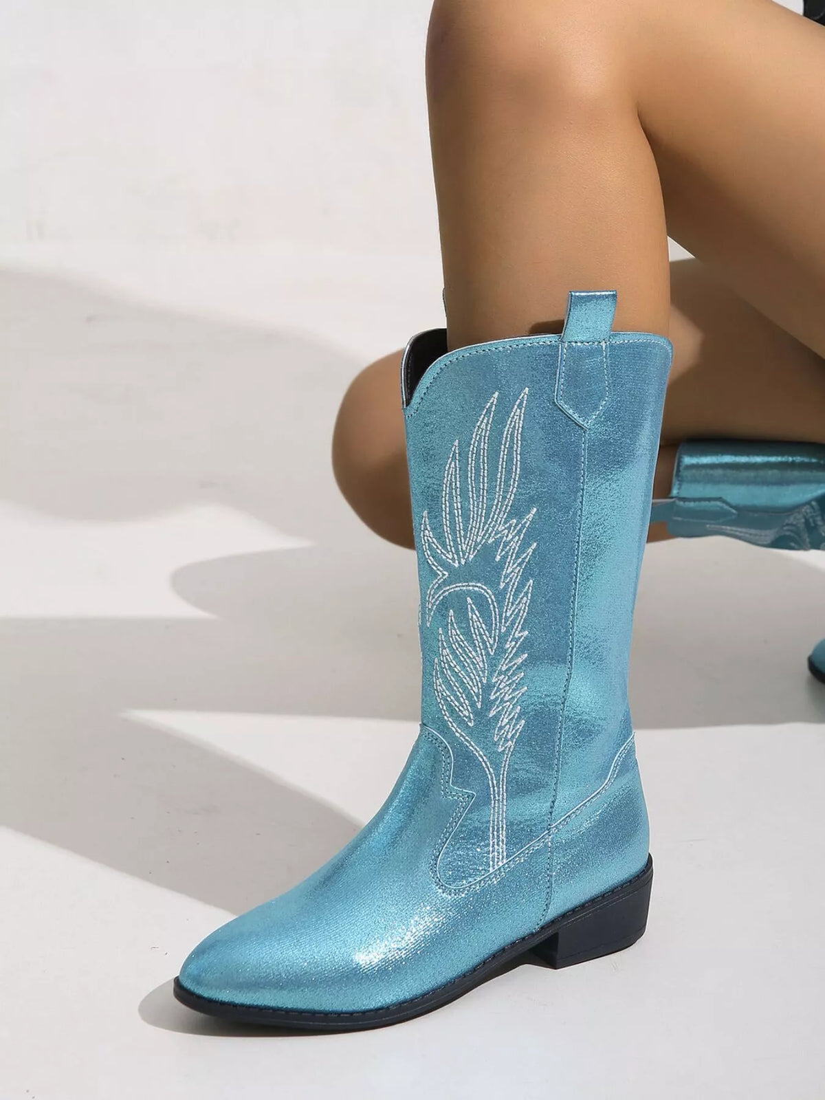Sasha Venturi — Embroidered Block Heels Boots Fashion Footwear, alternate view 6