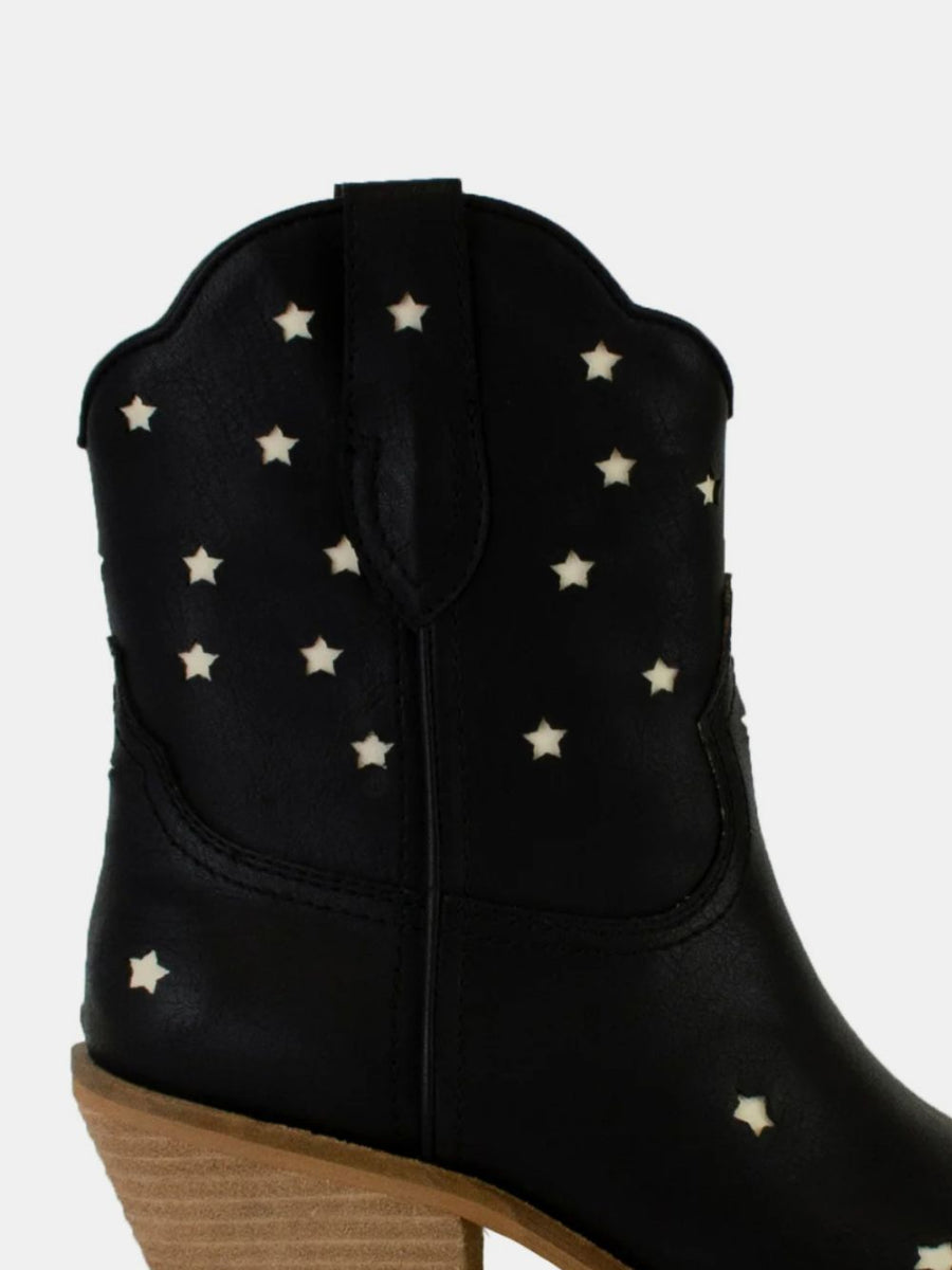 Beast Fashion Faux Leather Star-Shaped Cutouts Point Toe Boots - Opulent Empire