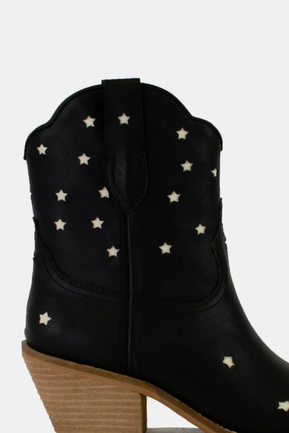 Perrin Laurent — Beast Fashion Faux Leather Star-Shaped Cutouts Point Toe Boots Black Fashion Footwear, alternate view 3