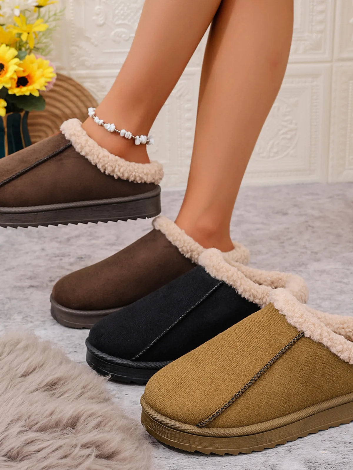 Paris Marino — Cozy Faux Fur Lined Slippers Fashion Footwear