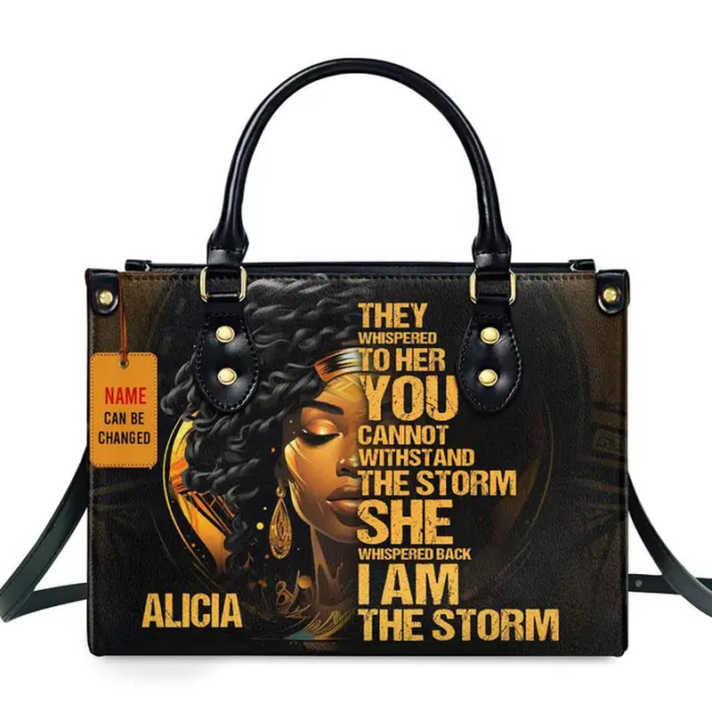 Jocelyn Montclair — Luxury African Girl Print Leather Top-Handle Tote Handbag, alternate view 28