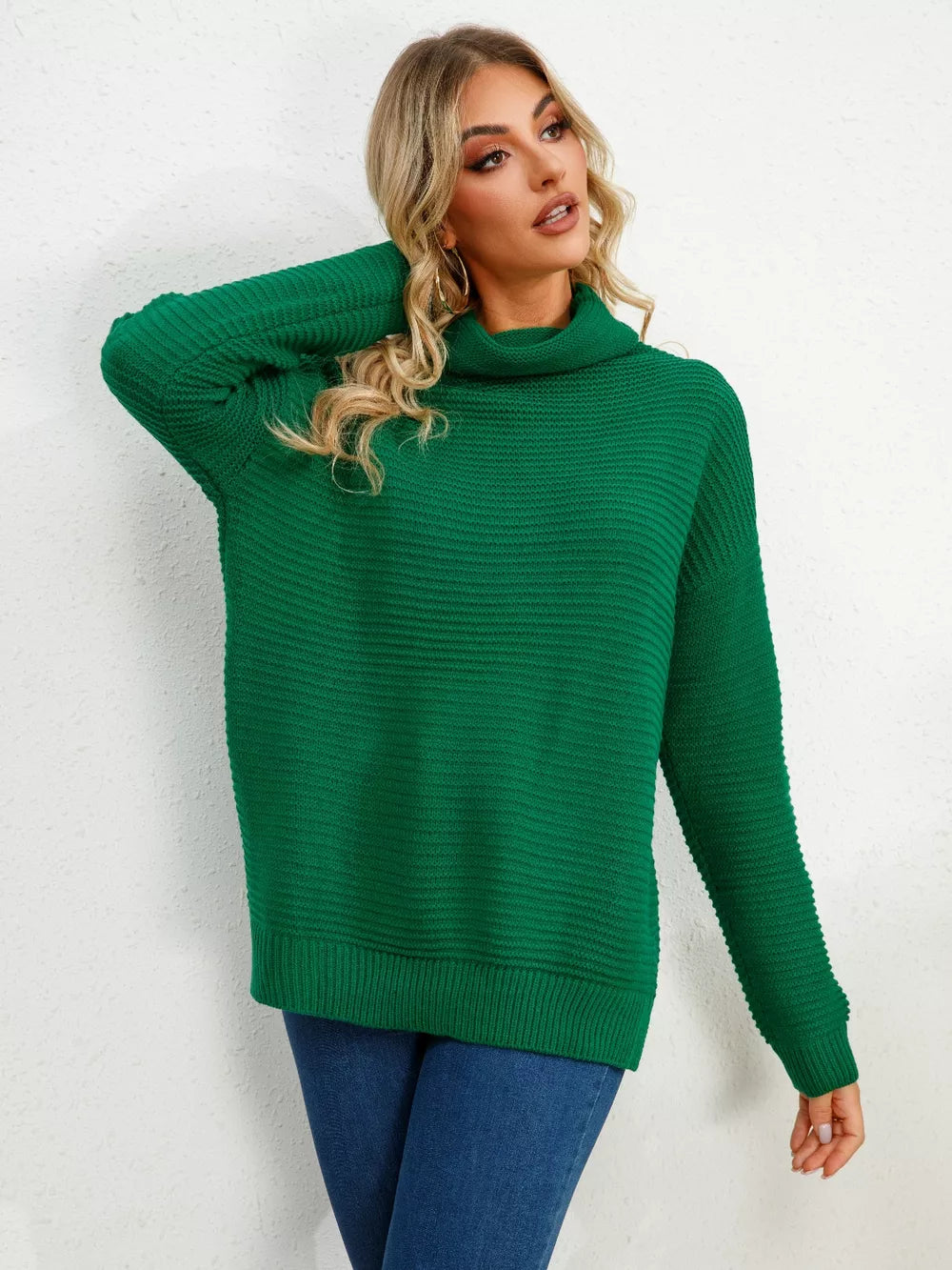 Monroe Fontaine — Slit Turtleneck Dropped Shoulder Sweater, alternate view 5