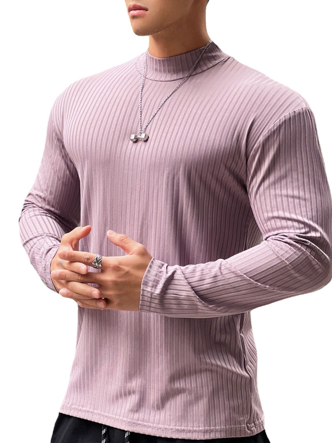 Alessandro — Men's Mock Neck Long Sleeve T-Shirt, alternate view 9
