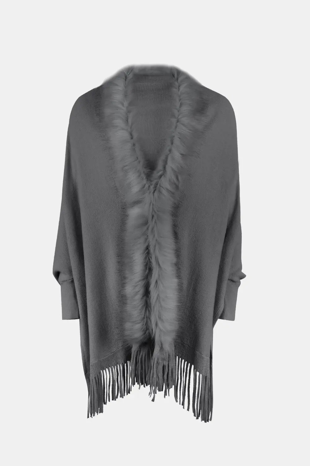 Blaise Versailles — Fringe Open Front Long Sleeve Poncho, alternate view 14