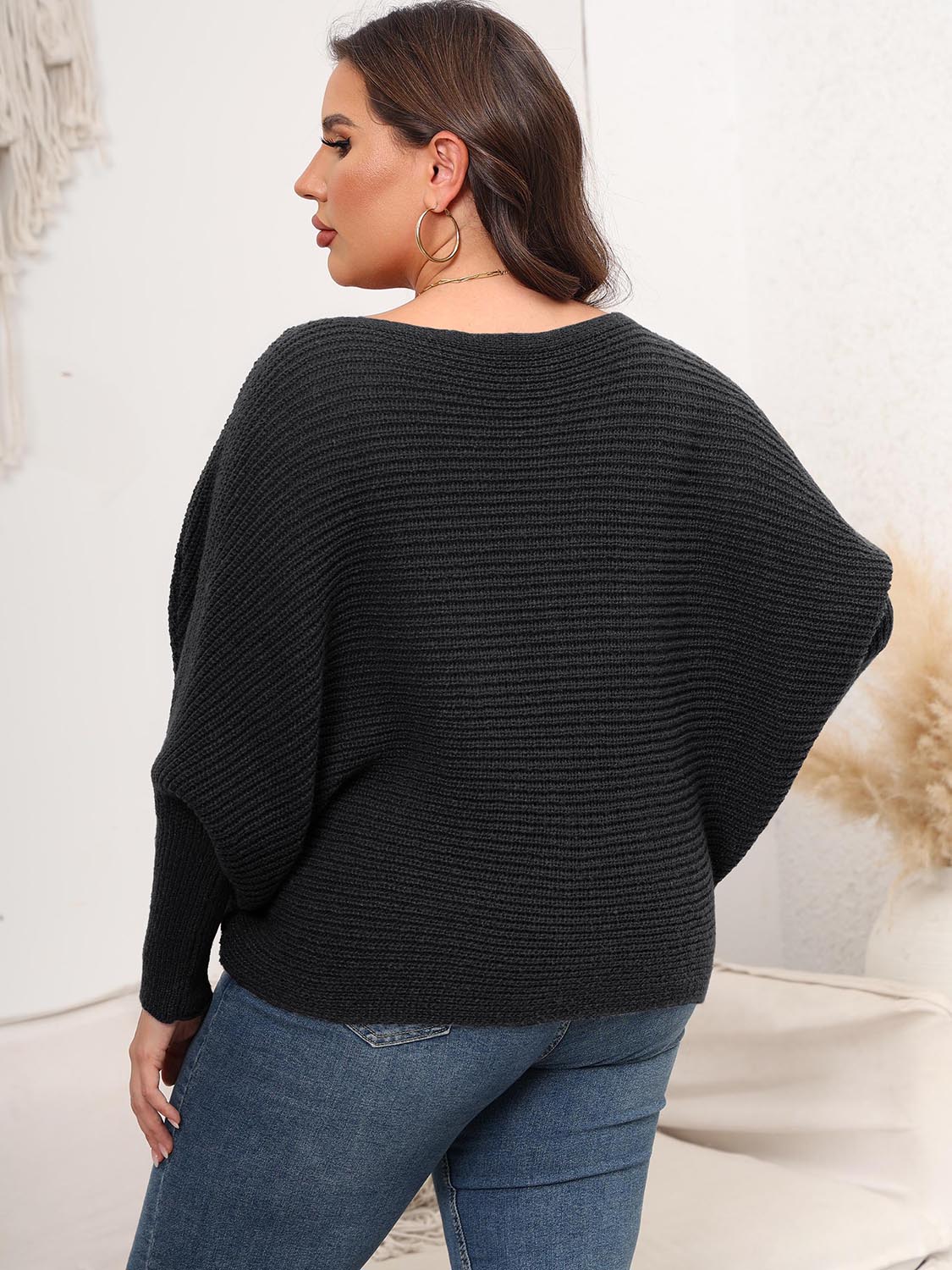 Sage Moreau — Full Size Boat Neck Batwing Sleeve Sweater, alternate view 11