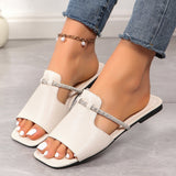 Fashion Rhinestone Strap Design Sandals Summer New Square Toe Low Heel Slippers For Women Slides Casual Beach Shoes - Opulent EmpireFashion Rhinestone Strap Design Sandals Summer New Square Toe Low Heel Slippers For Women Slides Casual Beach ShoesOpulent Empire4