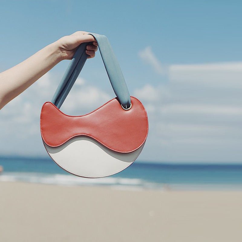 Fashionable Personality Color-blocking Crescent Semicircular Single Shoulder Bag - Opulent Empire