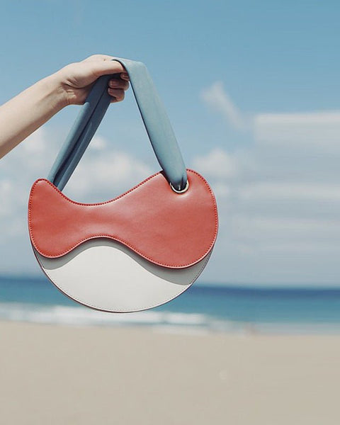 Fashionable Personality Color-blocking Crescent Semicircular Single Shoulder Bag