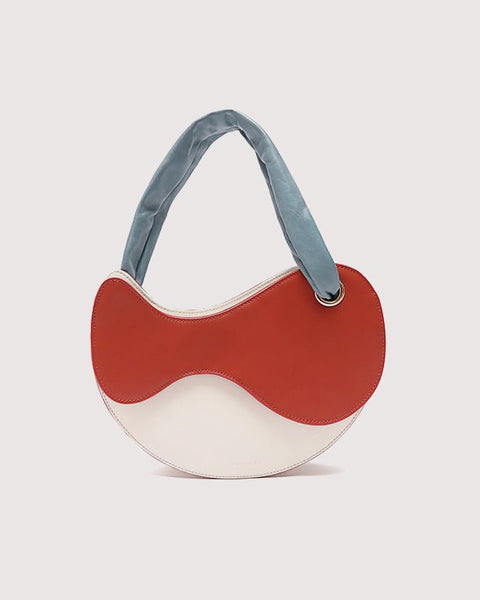 Fashionable Personality Color-blocking Crescent Semicircular Single Shoulder Bag