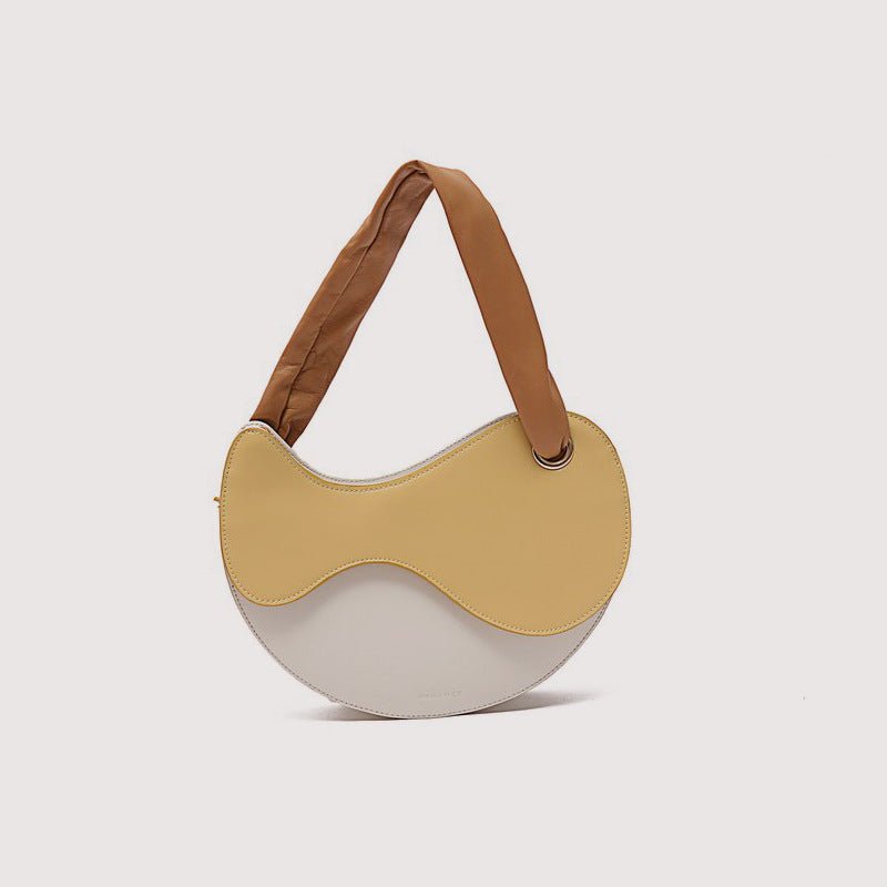 Fashionable Personality Color-blocking Crescent Semicircular Single Shoulder Bag - Opulent Empire
