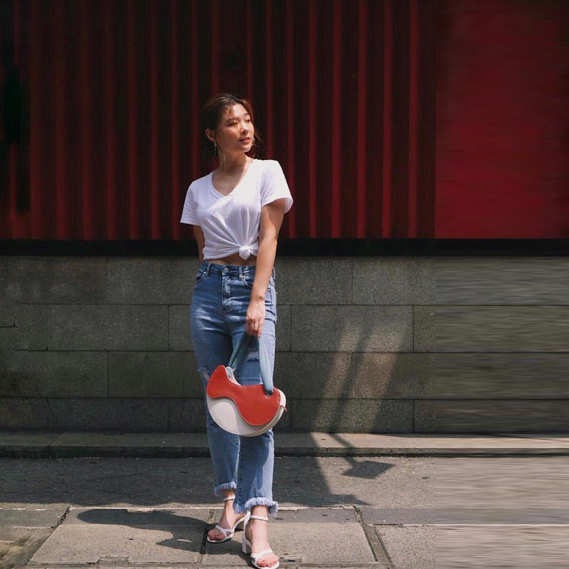 Fashionable Personality Color-blocking Crescent Semicircular Single Shoulder Bag - Opulent Empire