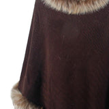 Faux Fur Trim Fringed Poncho - Opulent EmpireFaux Fur Trim Fringed PonchoOpulent EmpireClothing