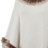 Faux Fur Trim Fringed Poncho - Opulent EmpireFaux Fur Trim Fringed PonchoOpulent EmpireClothing