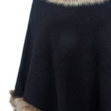 Faux Fur Trim Fringed Poncho - Opulent EmpireFaux Fur Trim Fringed PonchoOpulent EmpireClothing