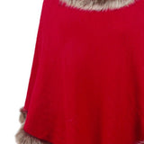 Faux Fur Trim Fringed Poncho - Opulent EmpireFaux Fur Trim Fringed PonchoOpulent EmpireClothing