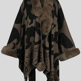 Faux Fur Trim Poncho - Opulent EmpireFaux Fur Trim PonchoOpulent EmpireClothing