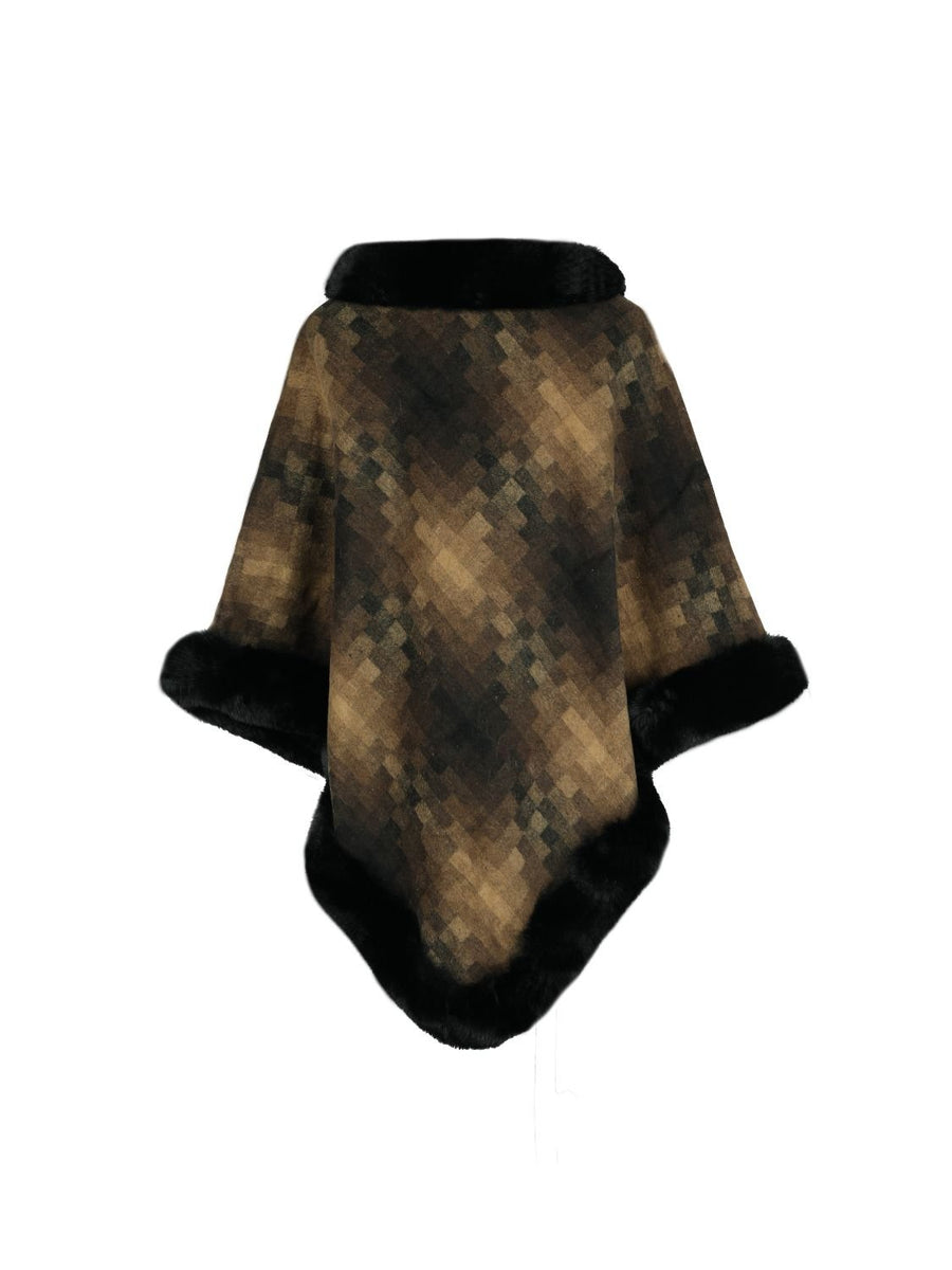 Faux Fur Trim Poncho - Opulent EmpireFaux Fur Trim PonchoOpulent EmpireClothing