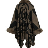 Faux Fur Trim Poncho - Opulent EmpireFaux Fur Trim PonchoOpulent EmpireClothing