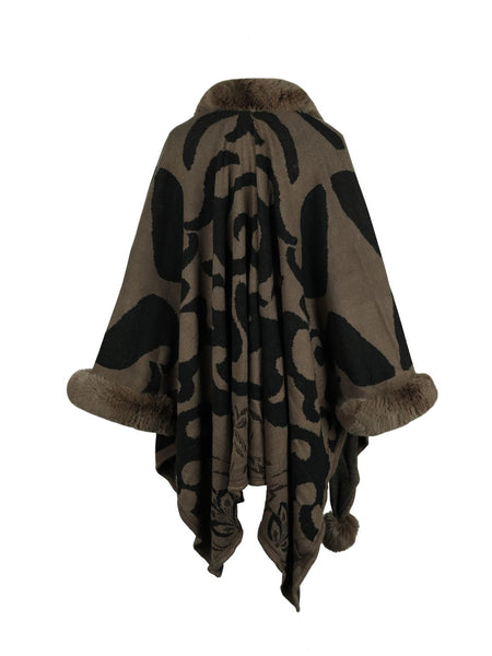 Faux Fur Trim Poncho - Opulent EmpireFaux Fur Trim PonchoOpulent EmpireClothing