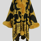 Faux Fur Trim Poncho - Opulent EmpireFaux Fur Trim PonchoOpulent EmpireClothing