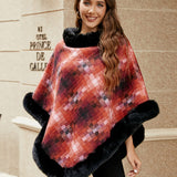 Faux Fur Trim Poncho - Opulent EmpireFaux Fur Trim PonchoOpulent EmpireClothing