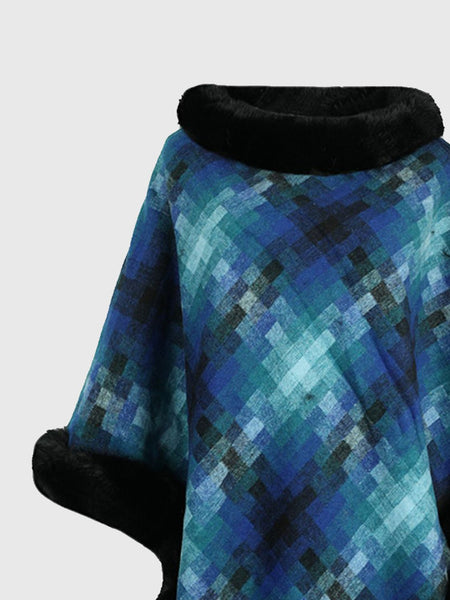 Faux Fur Trim Poncho - Opulent EmpireFaux Fur Trim PonchoOpulent EmpireClothing