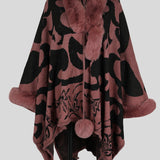 Faux Fur Trim Poncho - Opulent EmpireFaux Fur Trim PonchoOpulent EmpireClothing