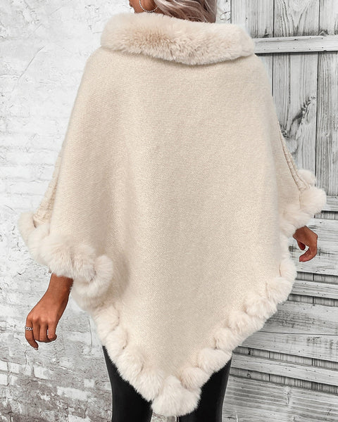 Faux Fur Trim Poncho - Opulent EmpireFaux Fur Trim PonchoOpulent EmpireClothing