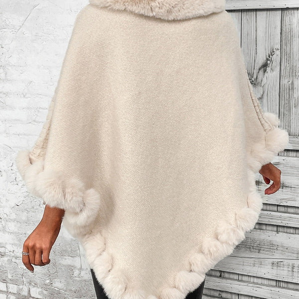 Faux Fur Trim Poncho - Opulent EmpireFaux Fur Trim PonchoOpulent EmpireClothing