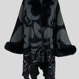 Faux Fur Trim Poncho - Opulent EmpireFaux Fur Trim PonchoOpulent EmpireClothing