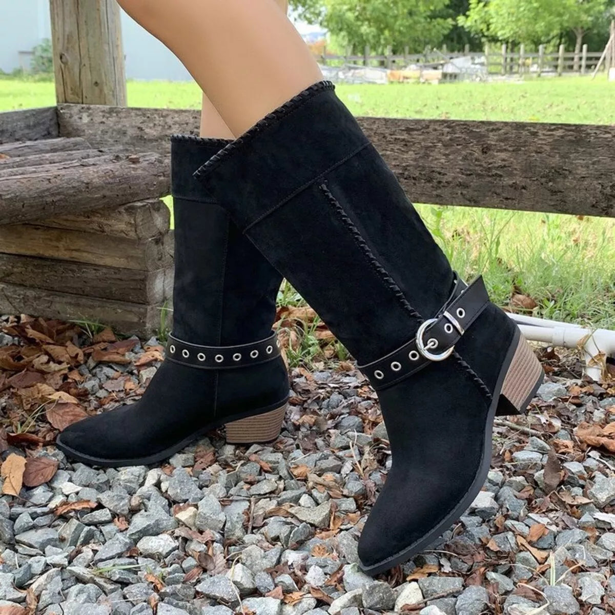 Nova Marino — Point Toe Block Heels Boots Fashion Footwear, alternate view 2