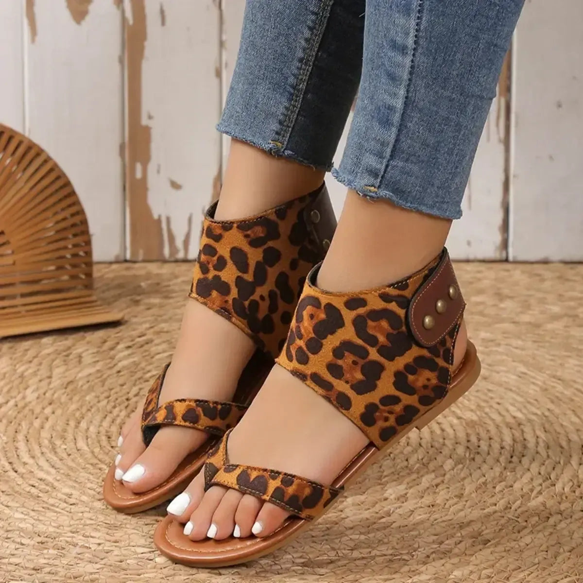Gray Sorrento — Casual Ankle Strap Flat Sandals Fashion Footwear, alternate view 4