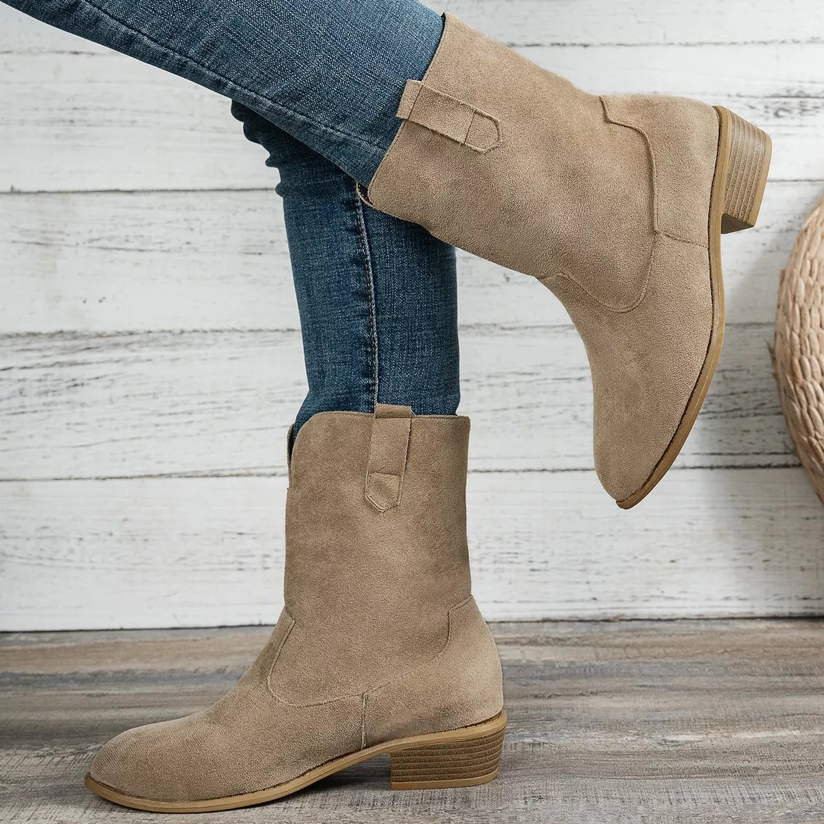 Lior Marino — Suede Block Heel Western Boots, alternate view 8