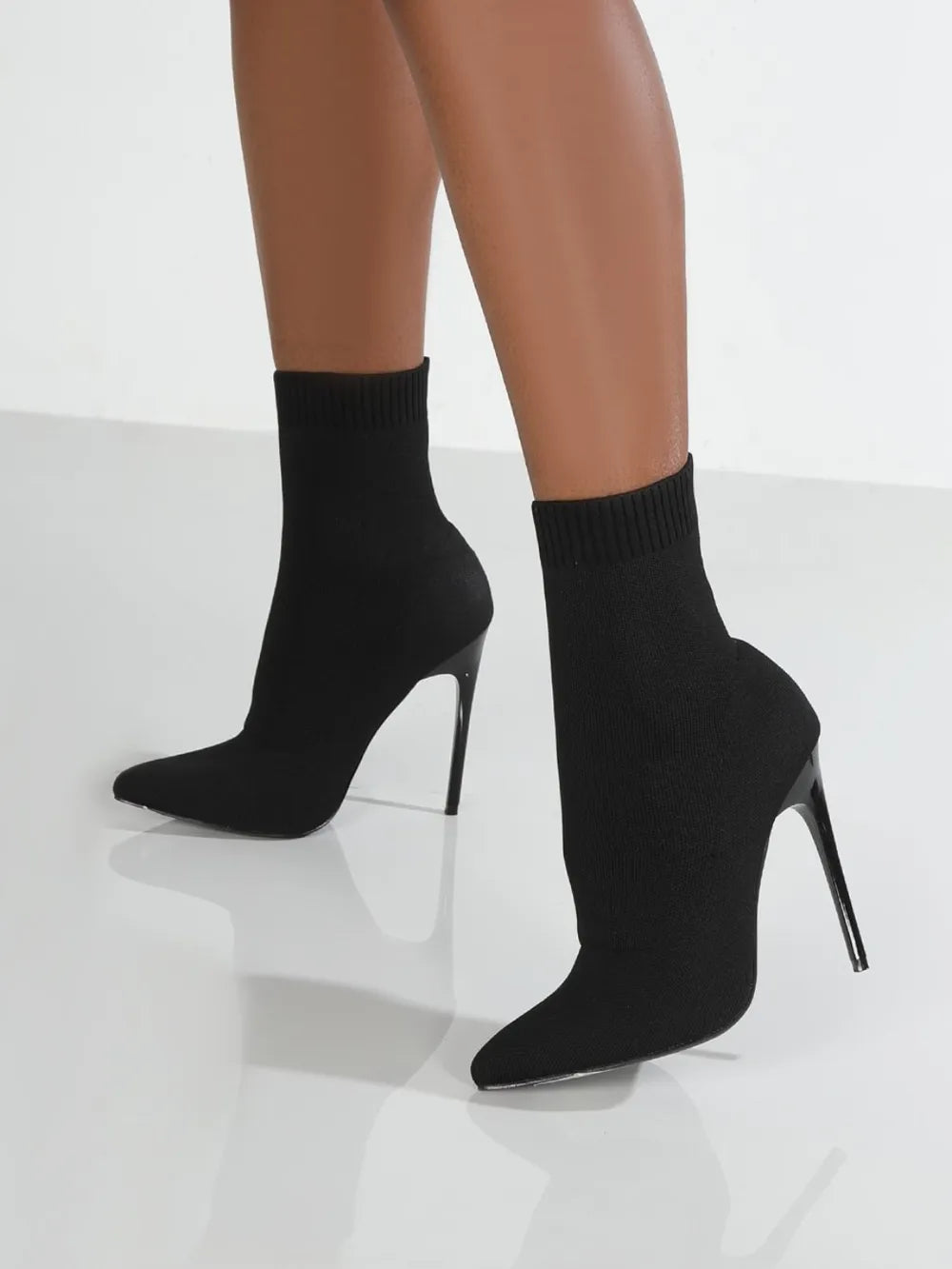 Wren Fiorenza — Mesh Point Toe Stiletto Boots Fashion Footwear, alternate view 3