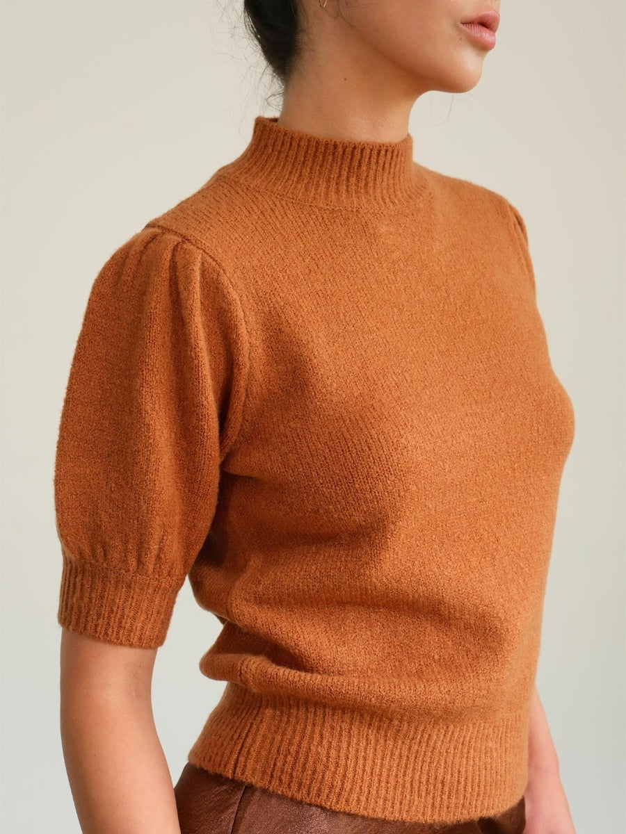 HYFVE Mock Neck Puff Sleeve Sweater