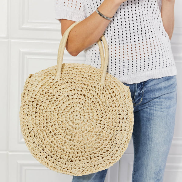 Justin Taylor Beach Date Straw Rattan Handbag in Ivory