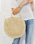 Justin Taylor Beach Date Straw Rattan Handbag in Ivory