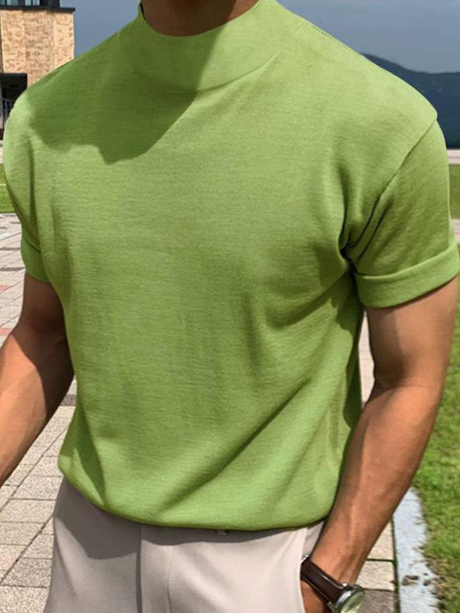 Fabian — Men's Full Size Mock Neck Short Sleeve T-Shirt Plus Size