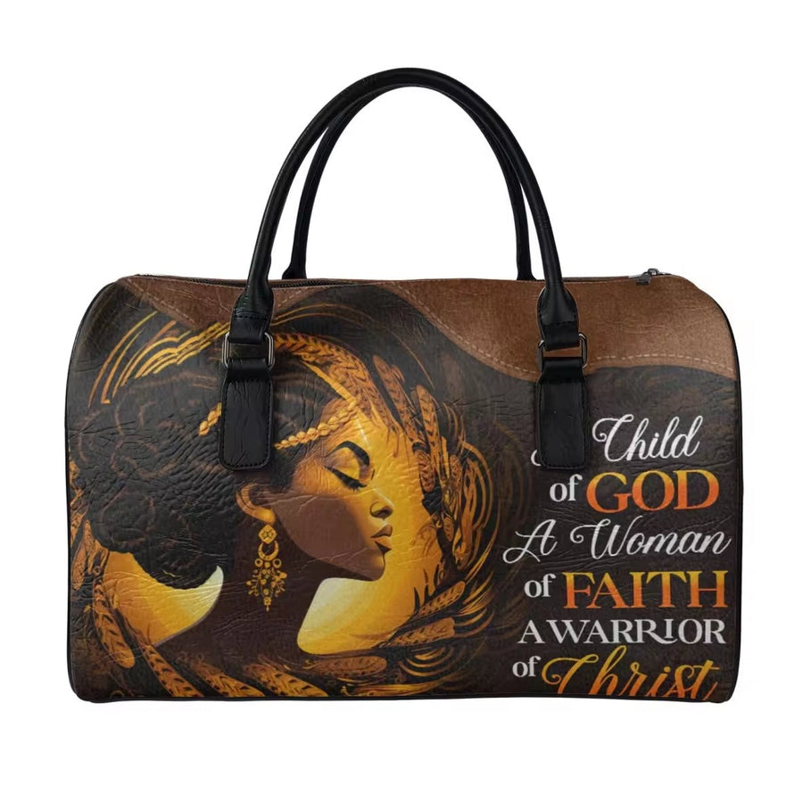 Zahara™ | Elegant African Warrior Faith Leather Duffel - Opulent Empire