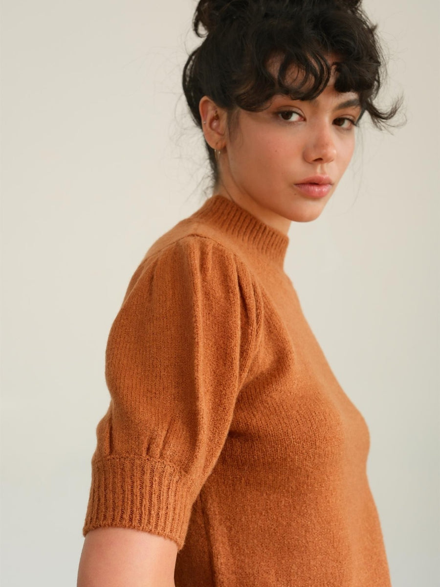 HYFVE Mock Neck Puff Sleeve Sweater