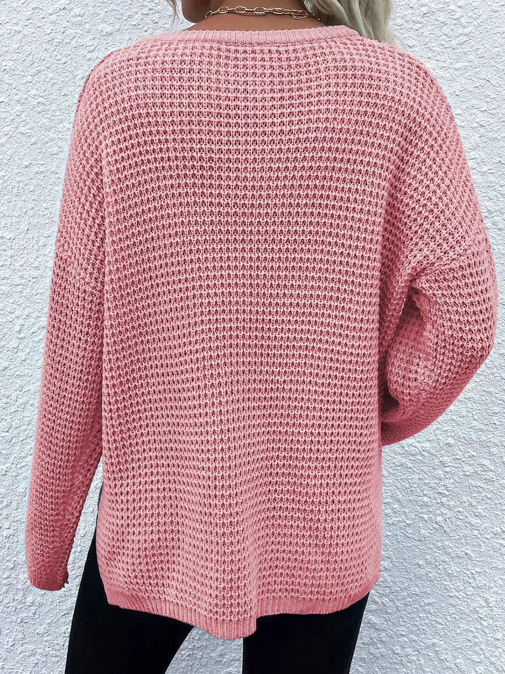 Indigo Rousseau — Notched Long Sleeve Sweater, alternate view 2