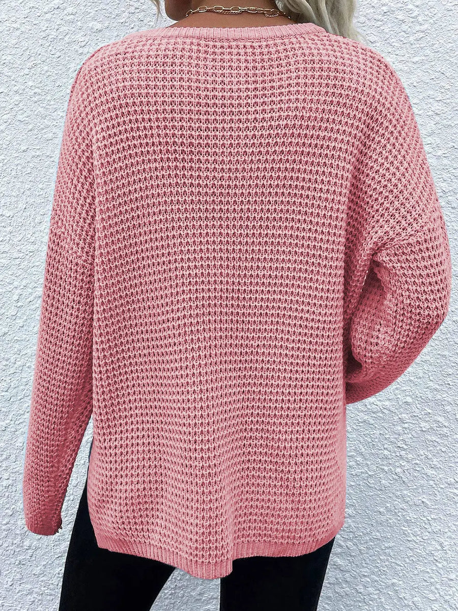 Indigo Rousseau — Notched Long Sleeve Sweater, alternate view 2