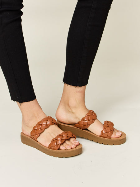 WILD DIVA Woven Dual Band Platform Sandals - Opulent Empire