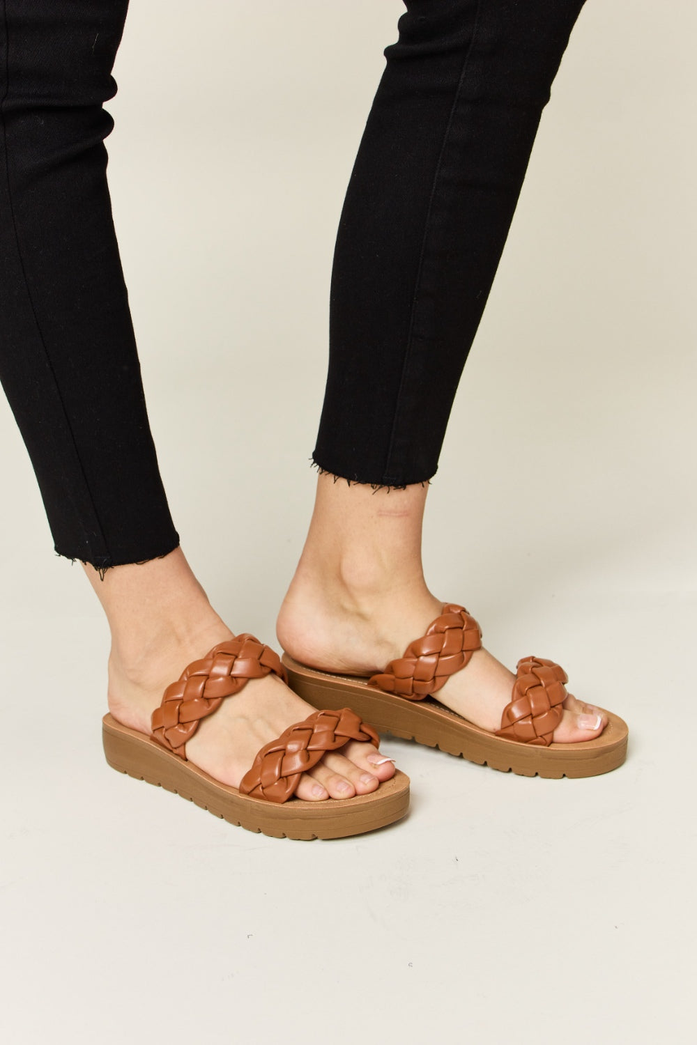 Sage Beaumont — WILD DIVA Woven Dual Band Platform Sandals Whisky Fashion Footwear, alternate view 5