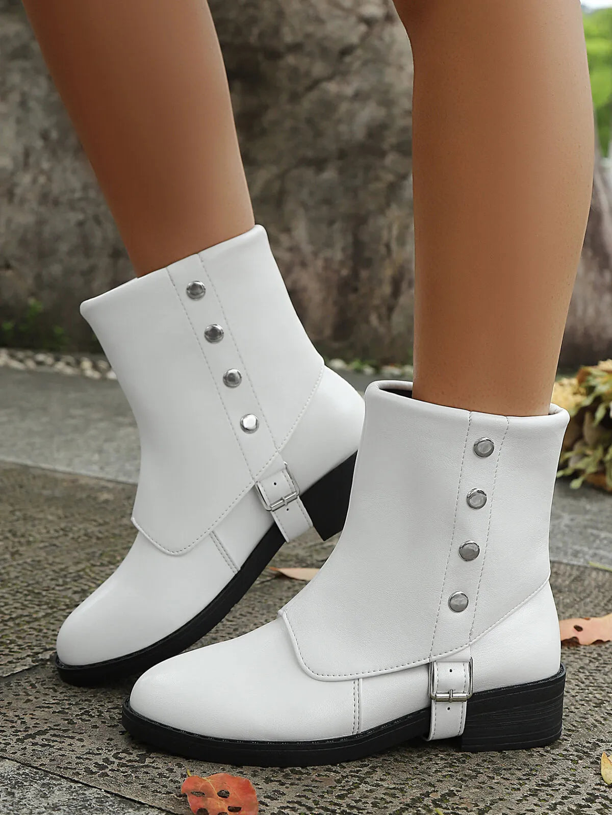 Lior Fiorenza — Buckle Block Heels Boots Fashion Footwear, alternate view 10