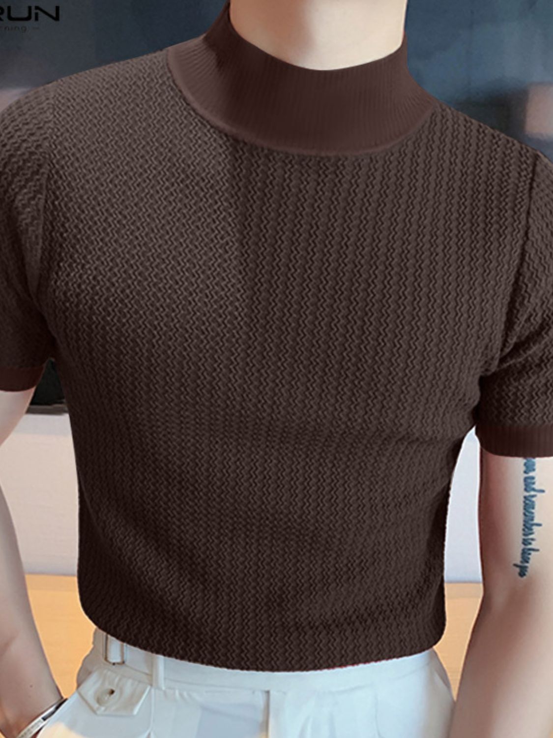 Gabriel Beaumont — Men's Full Size Mock Neck Short Sleeve T-Shirt Plus Size, alternate view 3