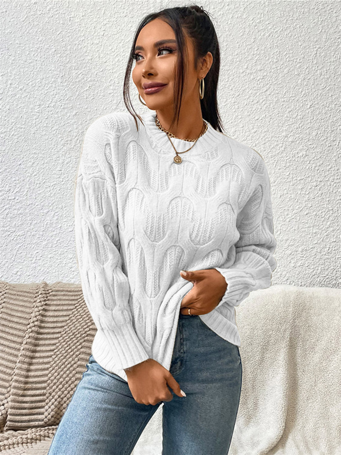 Monroe Delacroix — Round Neck Long Sleeve Sweater, alternate view 15