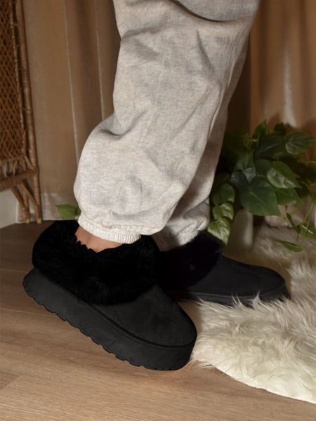 WILD DIVA Faux-Fur Platform Slip On Booties - Opulent Empire